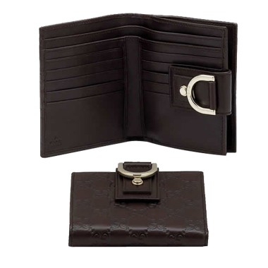 Chocolat Gucci Portefeuilles Mini Porte-Monnaie Avec Anneau D Or